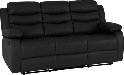 Roma 3 Seater Recliner Sofa - Black Faux Leather
