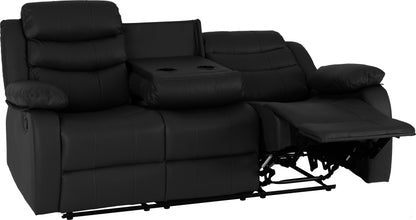 Roma 3 Seater Recliner Sofa - Black Faux Leather