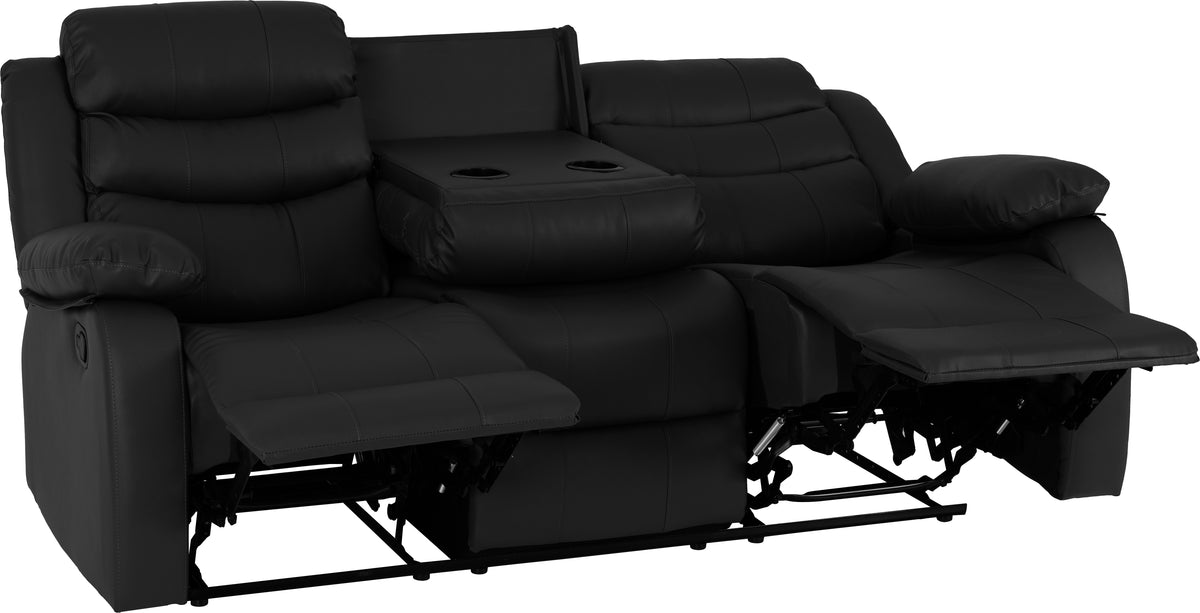Roma 3 Seater Recliner Sofa - Black Faux Leather