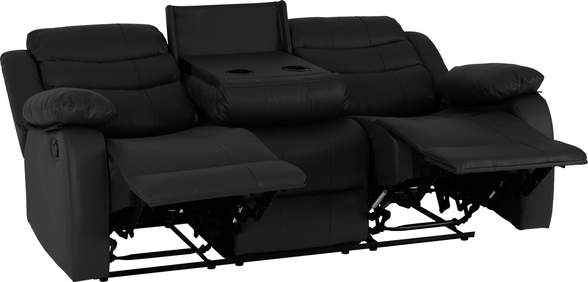 Roma 3 Seater Recliner Sofa - Black Faux Leather