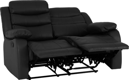 Roma 2 Seater Recliner Sofa - Black Faux Leather