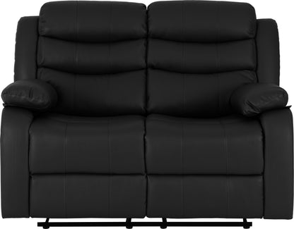 Roma 2 Seater Recliner Sofa - Black Faux Leather