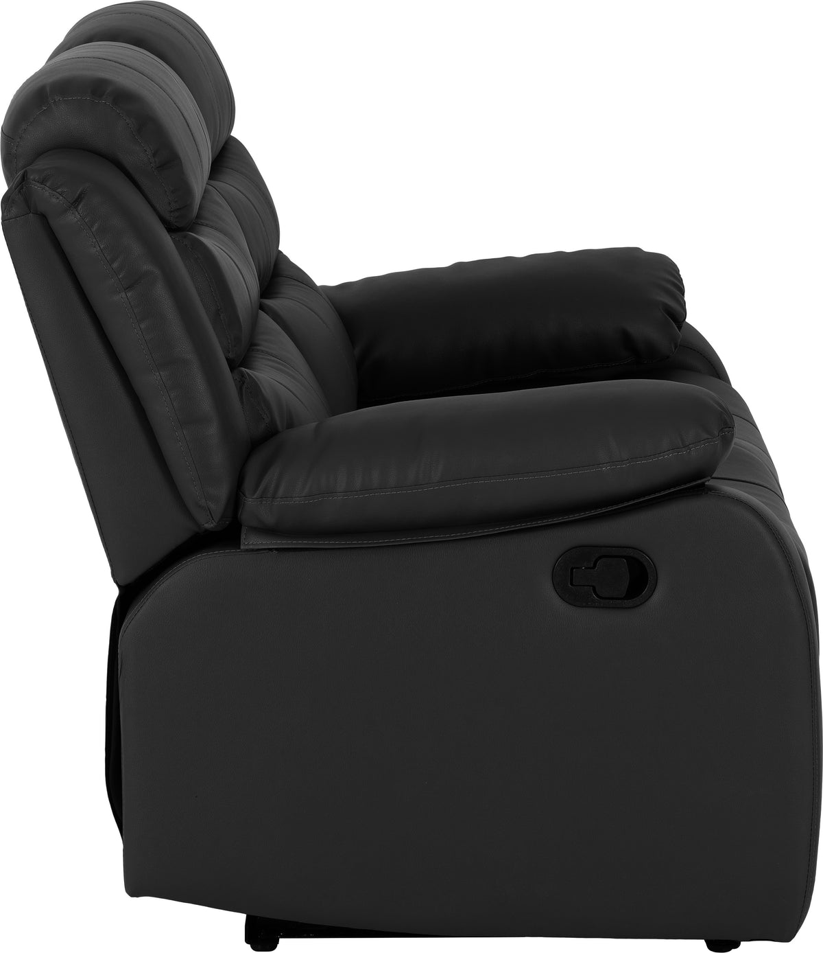 Roma 2 Seater Recliner Sofa - Black Faux Leather