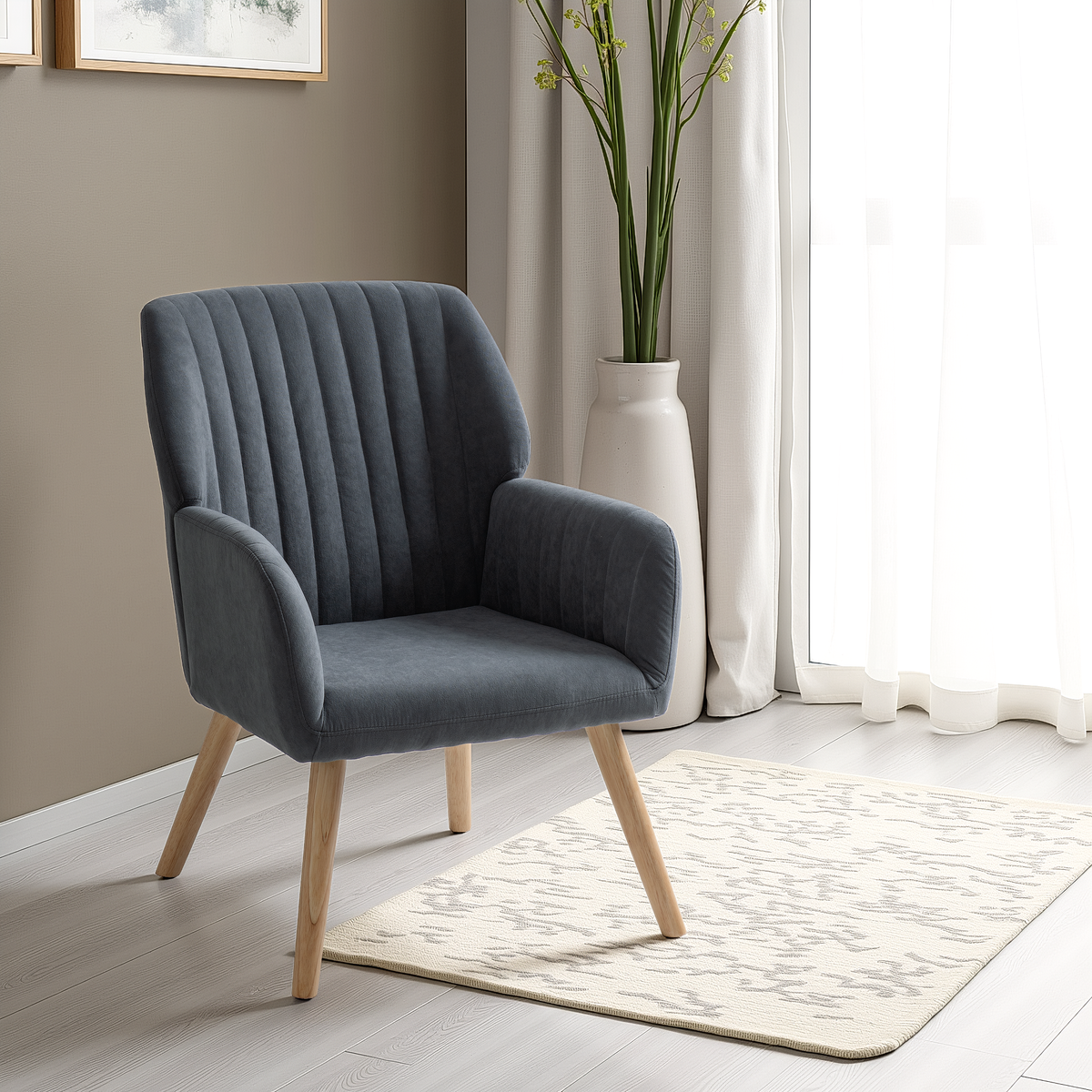 Jordan Occasional Chair - Dark Grey Velvet Fabric