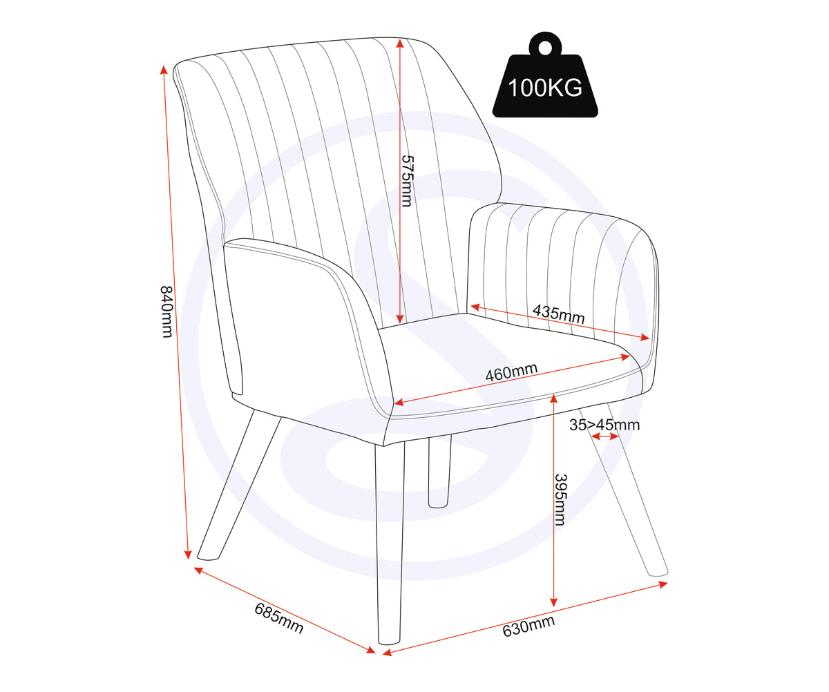 Jordan Occasional Chair - Dark Grey Velvet Fabric