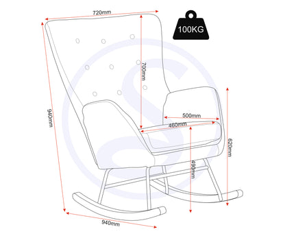Hayden Rocking Chair - Dark Grey Fabric