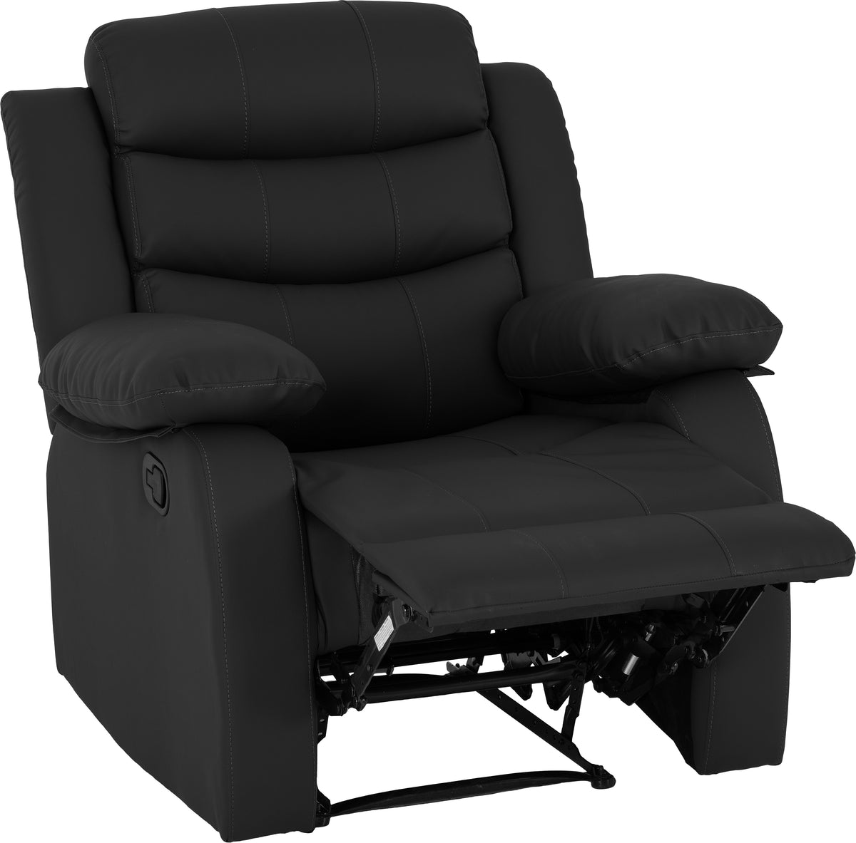 Roma Recliner Chair - Black Faux Leather