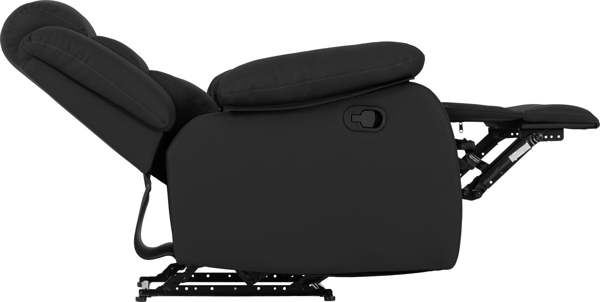 Roma Recliner Chair - Black Faux Leather