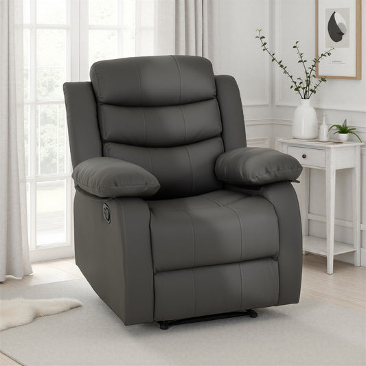 Roma Recliner Chair - Grey Faux Leather