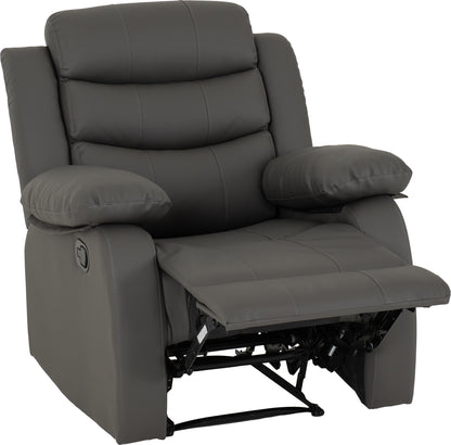 Roma Recliner Chair - Grey Faux Leather
