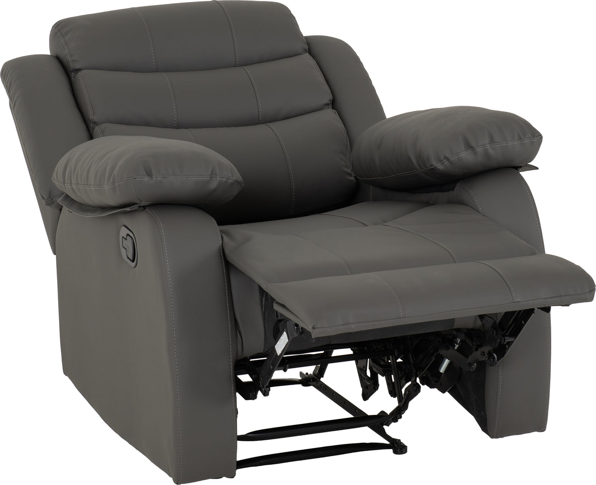 Roma Recliner Chair - Grey Faux Leather