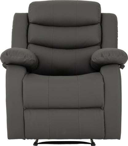 Roma Recliner Chair - Grey Faux Leather