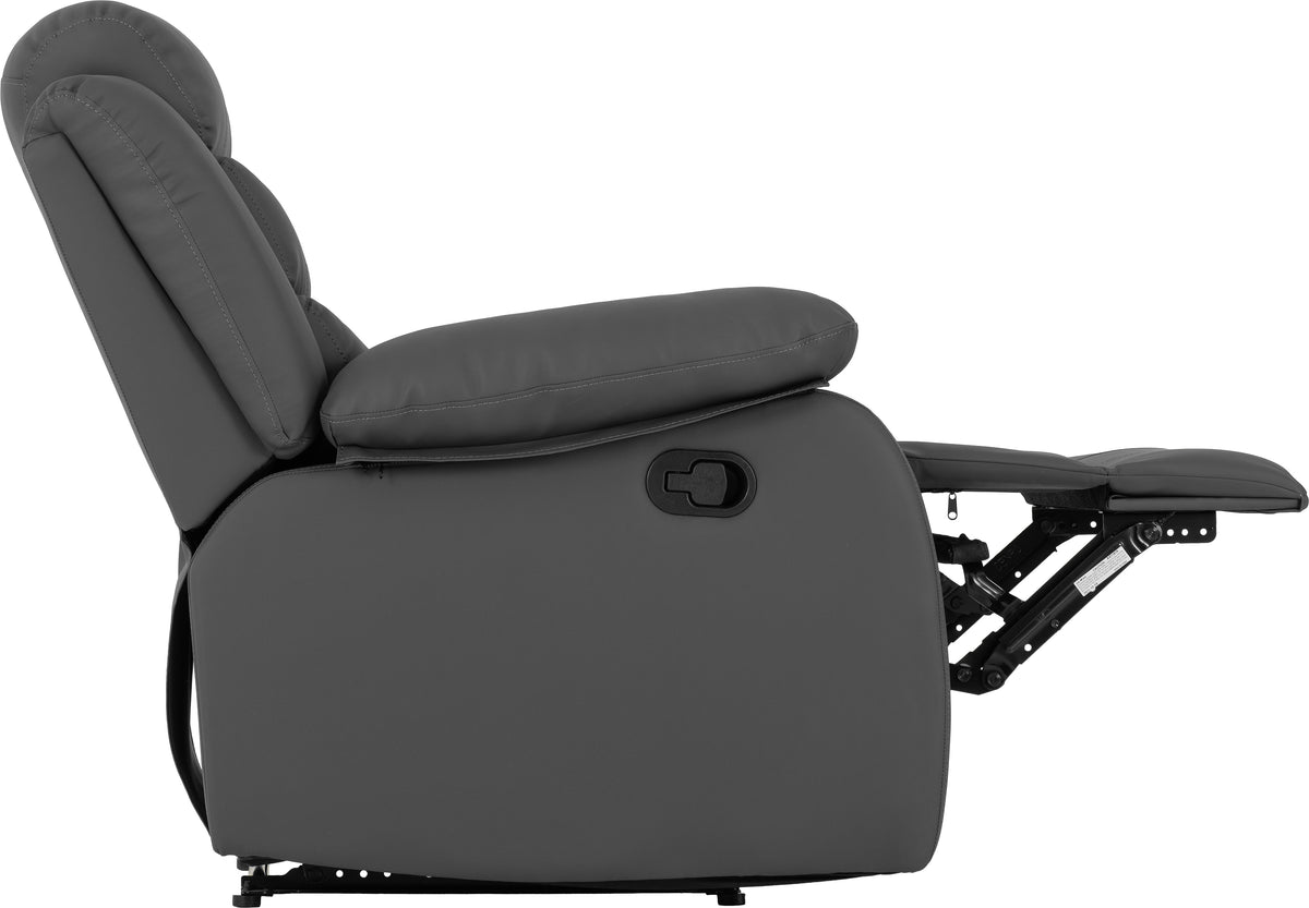 Roma Recliner Chair - Grey Faux Leather