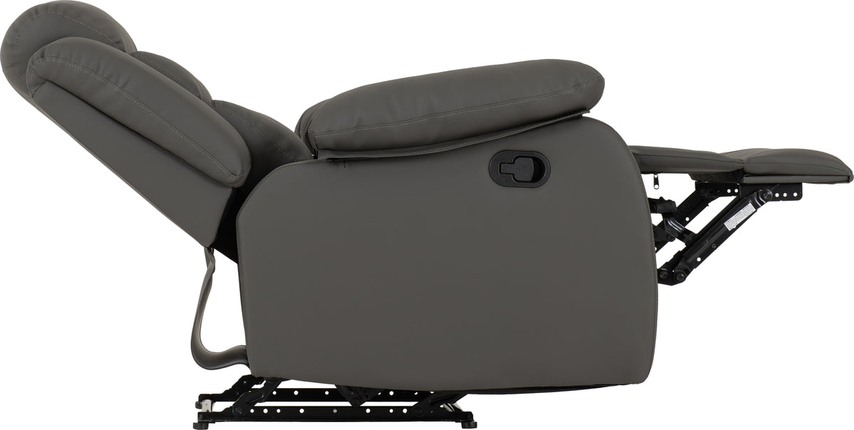 Roma Recliner Chair - Grey Faux Leather
