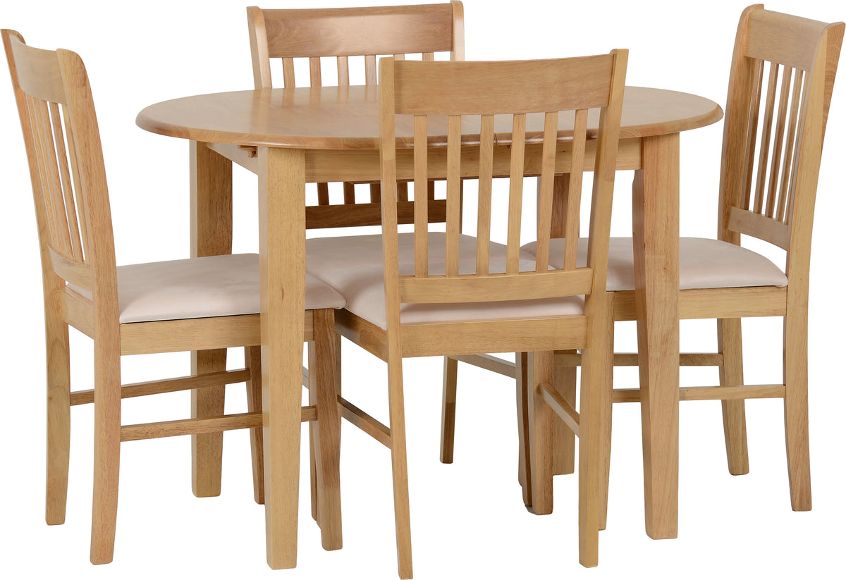Oxford Extending Dining Set - Natural Oak/Mink Microsuede