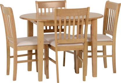 Oxford Extending Dining Set - Natural Oak/Mink Microsuede