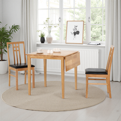 Vienna Drop Leaf Dining Set - Medium Oak/Brown Faux Leather
