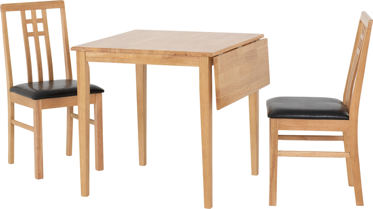 Vienna Drop Leaf Dining Set - Medium Oak/Brown Faux Leather
