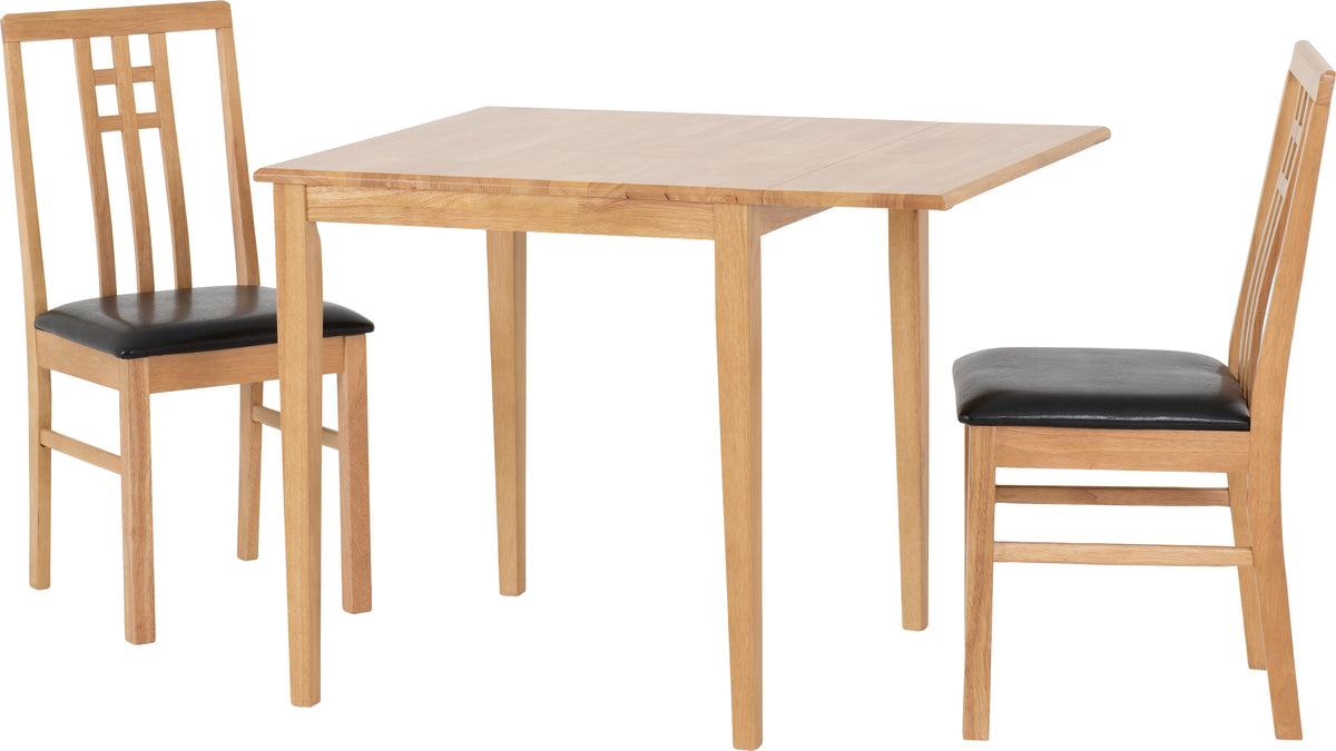 Vienna Drop Leaf Dining Set - Medium Oak/Brown Faux Leather