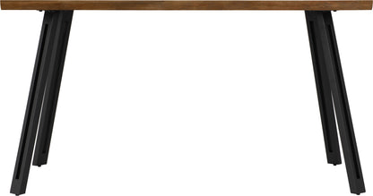 Quebec Wave Edge Dining Set - Medium Oak Effect/Black/Brown Faux Leather