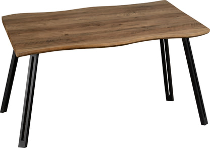 Quebec Wave Edge Dining Set with Lukas Chairs - Medium Oak Effect/Black/Grey Velvet