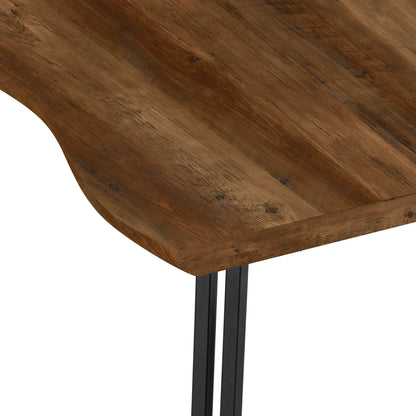 Quebec Wave Edge Dining Set with Avery Chairs - Medium Oak Effect/Black/Grey Velvet
