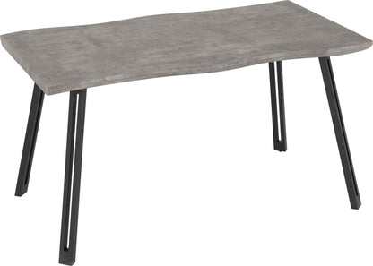 Quebec Wave Edge Dining Set - Concrete Effect/Black/Grey Faux Leather