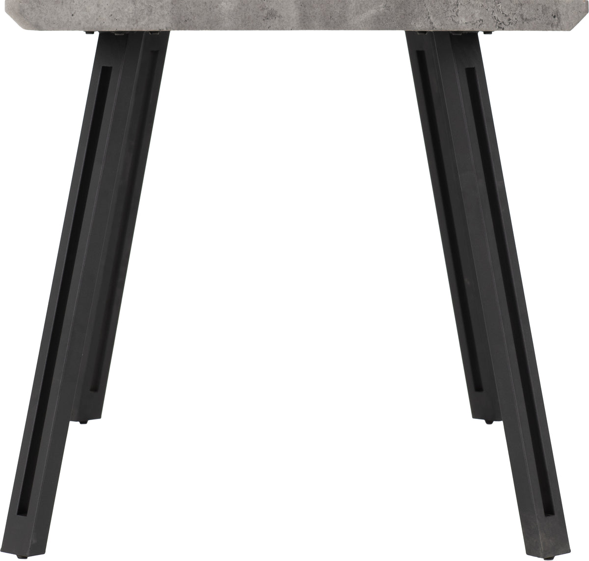 Quebec Wave Edge Dining Set - Concrete Effect/Black/Grey Faux Leather