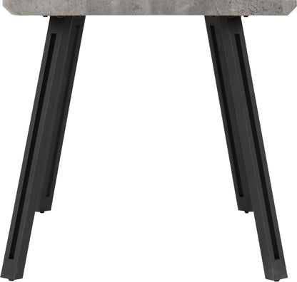 Quebec Wave Edge Dining Set - Concrete Effect/Black/Grey Faux Leather