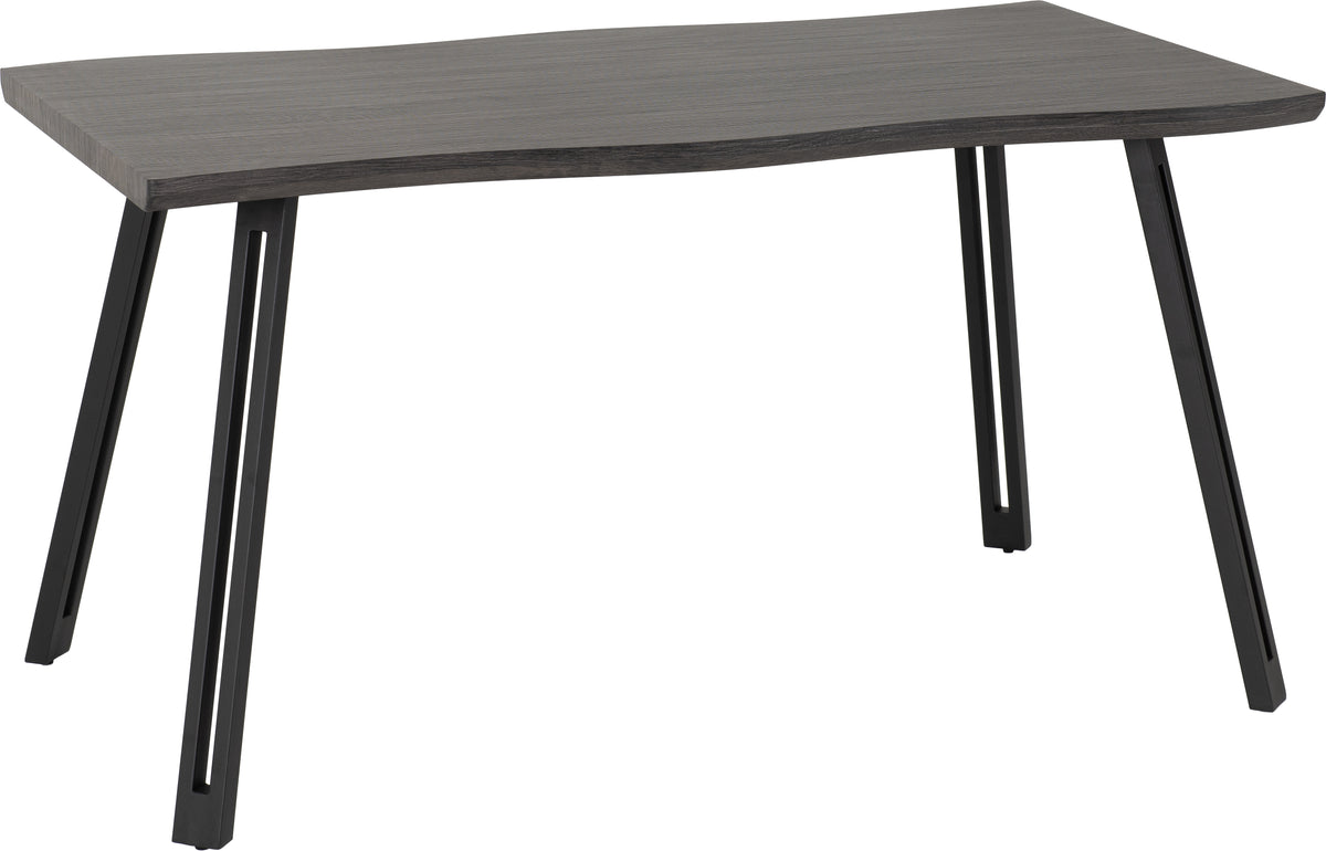 Quebec Wave Edge Dining Set - Black Wood Grain/Black/Grey Faux Leather
