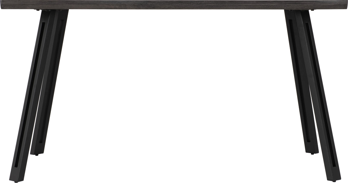 Quebec Wave Edge Dining Set - Black Wood Grain/Black/Grey Faux Leather