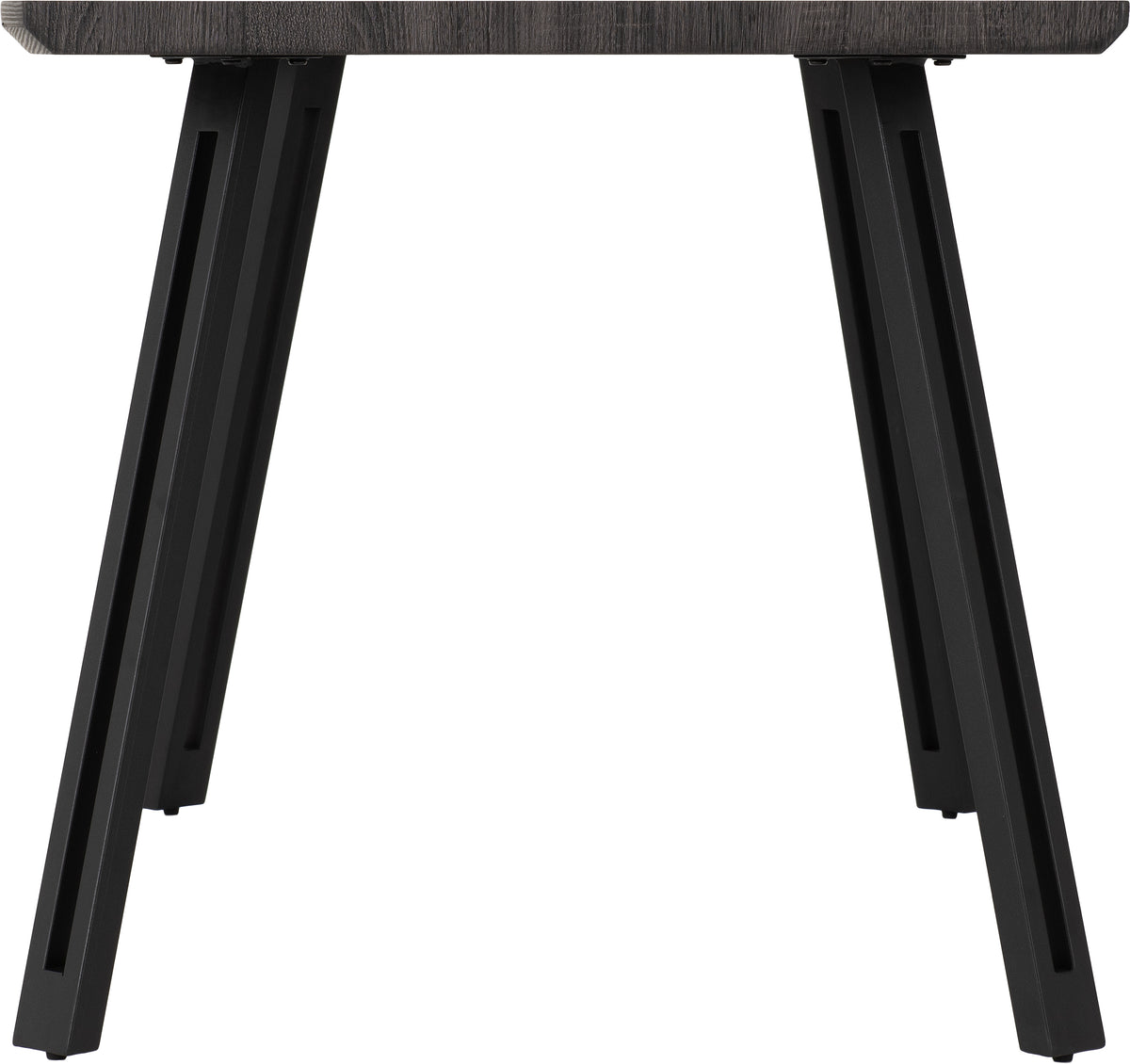 Quebec Wave Edge Dining Set - Black Wood Grain/Black/Grey Faux Leather