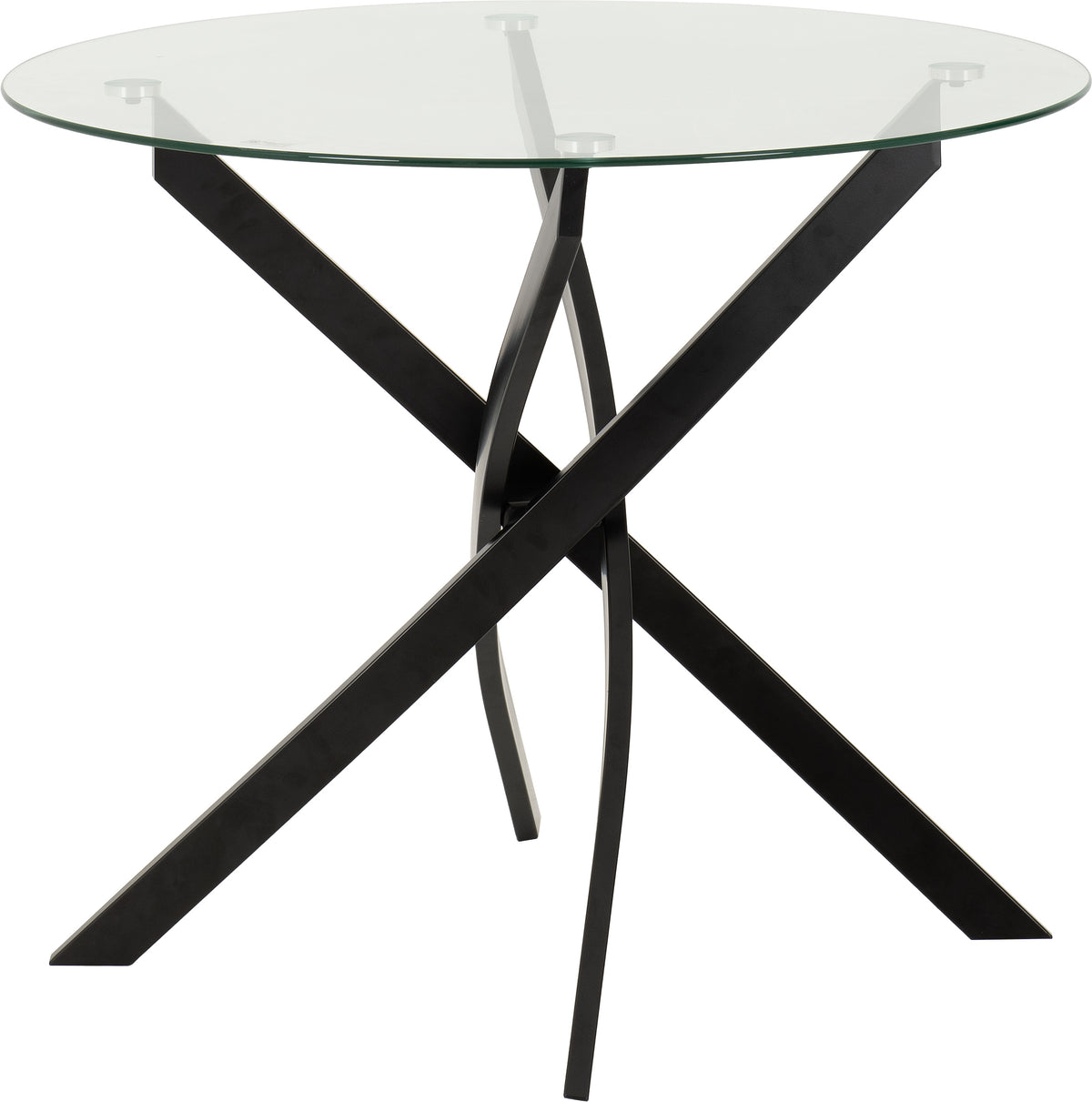 Sheldon Round Glass Top Dining Set - Clear Glass/Black/Grey Velvet Fabric