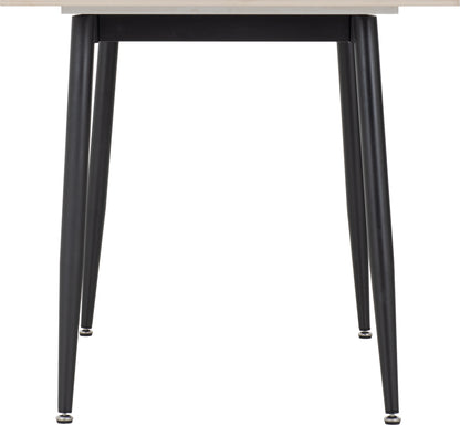 Fenton Dining Set (6 Chairs) - White Marble Stone Effect/Dark Grey Suede Fabric