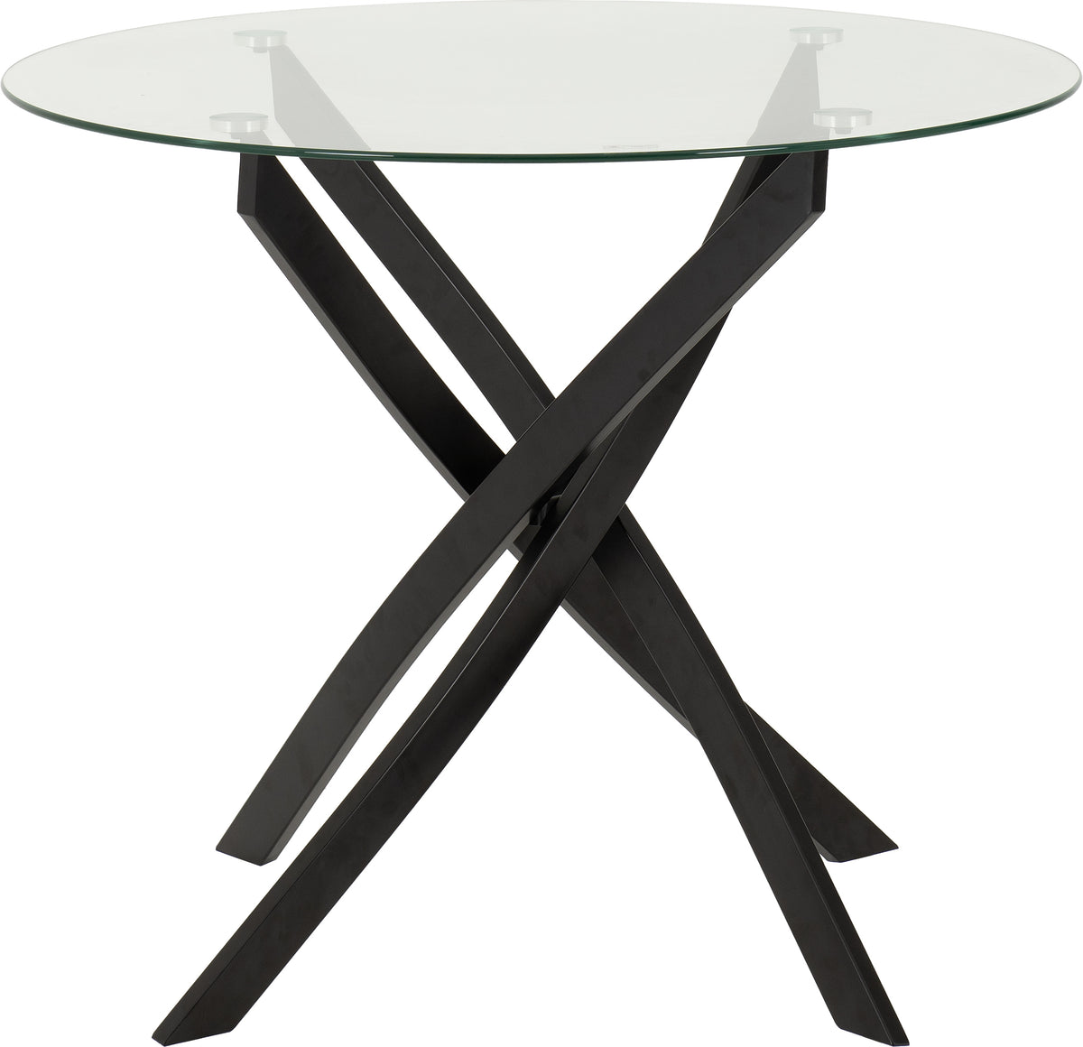 Sheldon Round Glass Top Dining Set - Clear Glass/Black/Navy Blue Velvet Fabric