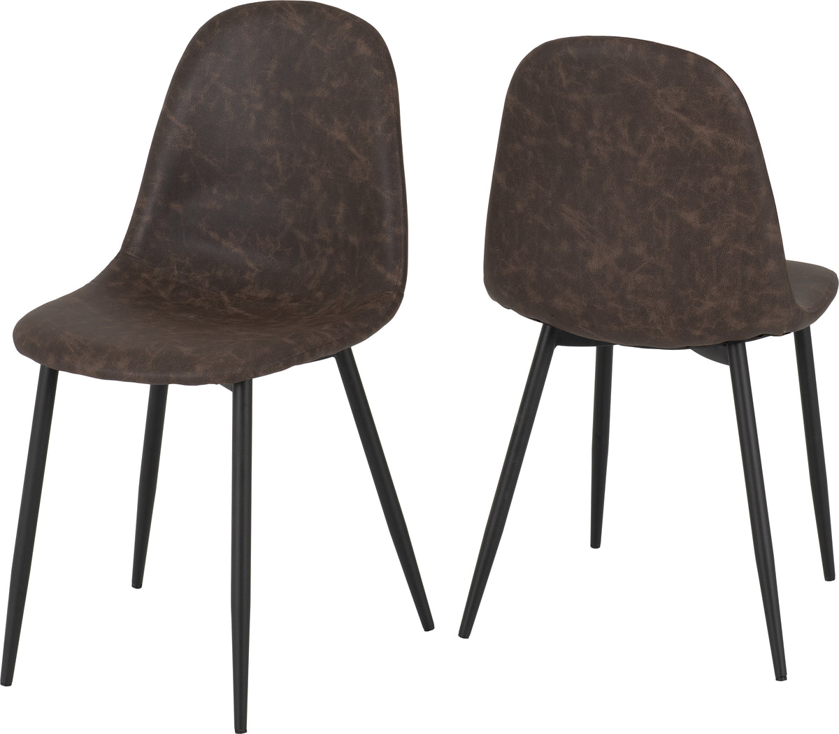 Modena Dining Set with Athens Chairs - Clear Glass/Cream Marble Effect/Brown Faux Leather