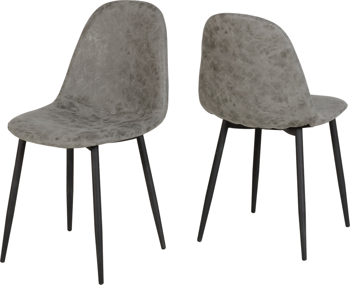 Modena Dining Set with Athens Chairs - Clear Glass/Cream Marble Effect/Grey Faux Leather
