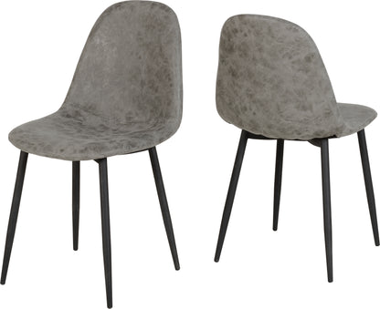 Modena Dining Set with Athens Chairs - Clear Glass/Cream Marble Effect/Grey Faux Leather