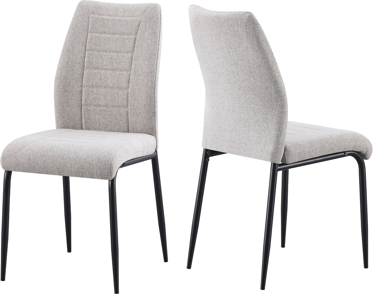 Modena Dining Set with Chilton Chairs - Clear Glass/Cream Marble Effect/Grey Fabric