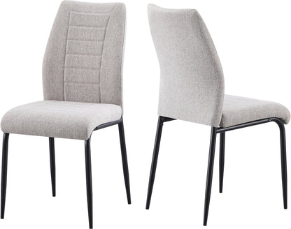 Modena Dining Set with Chilton Chairs - Clear Glass/Cream Marble Effect/Grey Fabric