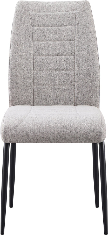 Modena Dining Set with Chilton Chairs - Clear Glass/Cream Marble Effect/Grey Fabric