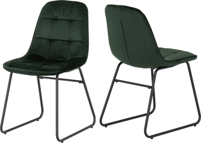 Modena Dining Set with Lukas Chairs - Clear Glass/Cream Marble Effect/Emerald Green Velvet