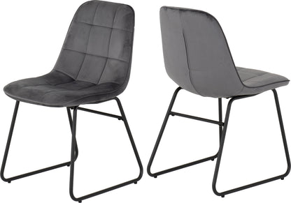 Modena Dining Set with Lukas Chairs - Clear Glass/Cream Marble Effect/Grey Velvet