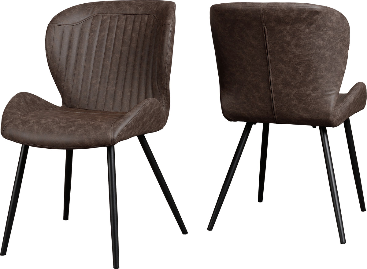 Modena Dining Set with Quebec Chairs - Clear Glass/Cream Marble Effect/Brown Faux Leather
