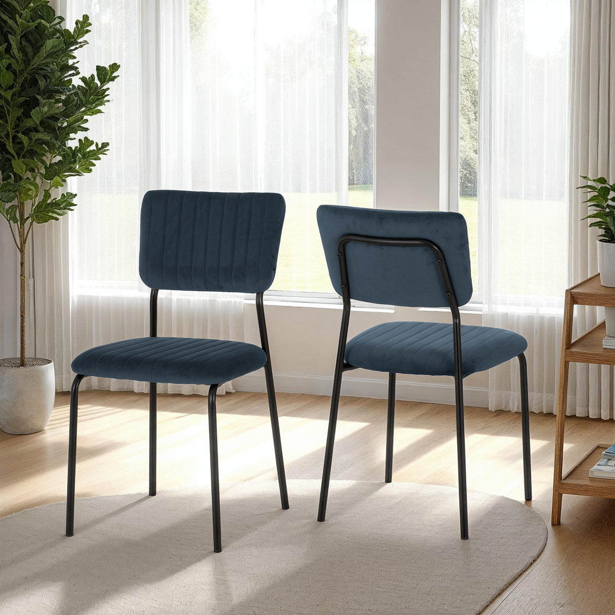 Sheldon Chair (Box of 4) - Navy Blue Velvet Fabric