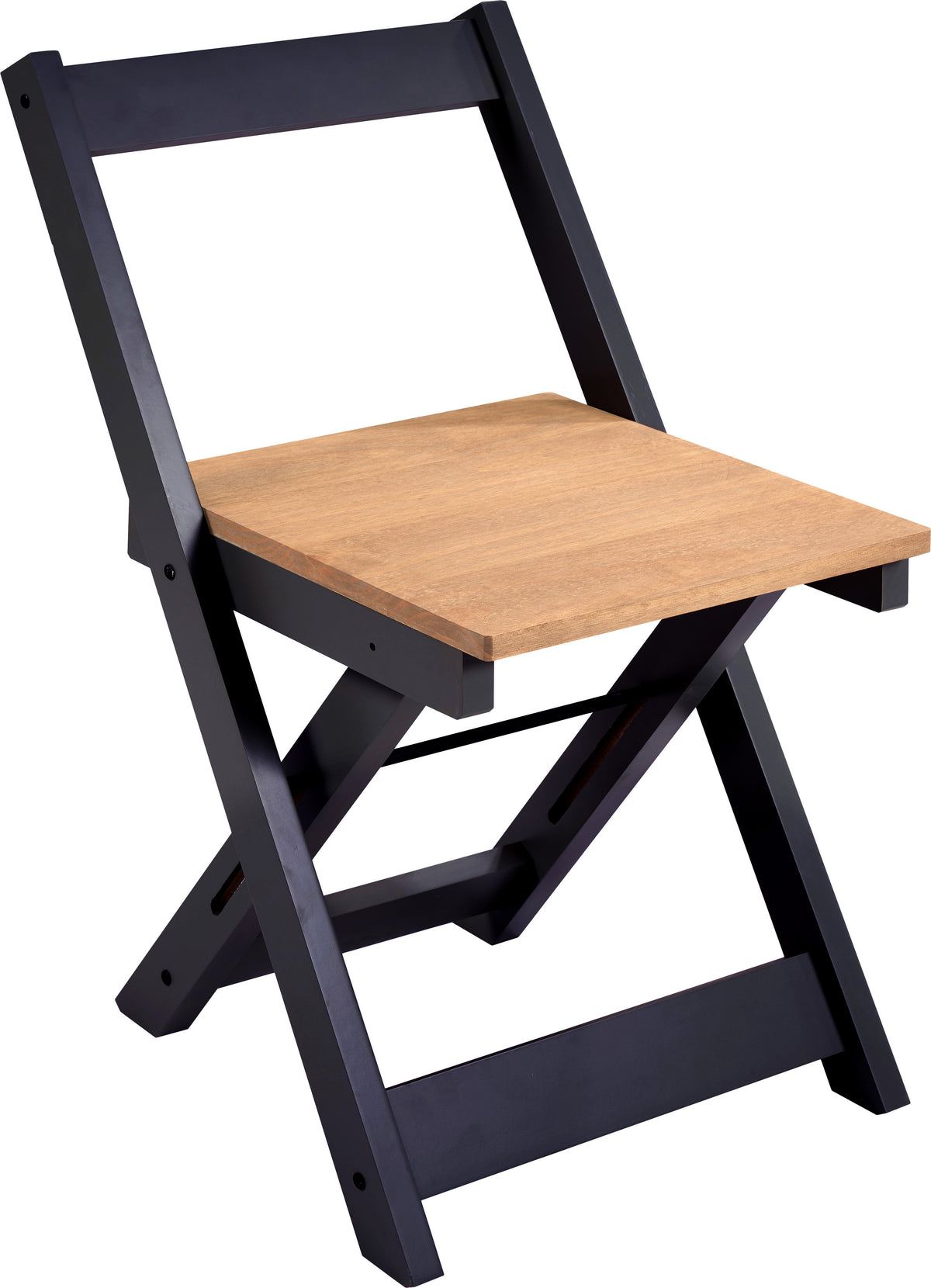 Santos Folding Chair (Box of 2) - Navy Blue/Distressed Waxed Pine