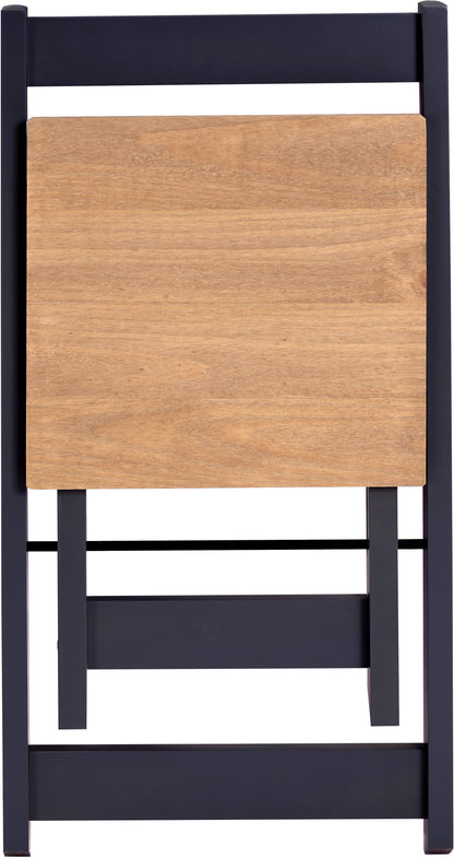 Santos Folding Chair (Box of 2) - Navy Blue/Distressed Waxed Pine