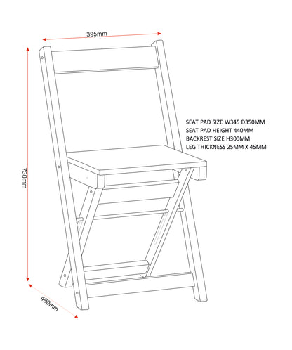 Santos Folding Chair (Box of 2) - Navy Blue/Distressed Waxed Pine