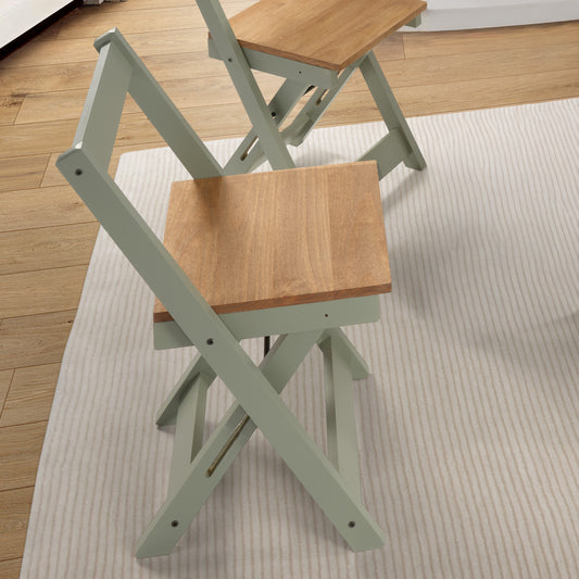 Santos Folding Chair (Box of 2) - Green/Distressed Waxed Pine