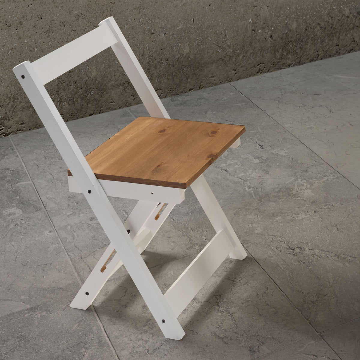 Santos Folding Chair (Box of 2) - White/Distressed Waxed Pine
